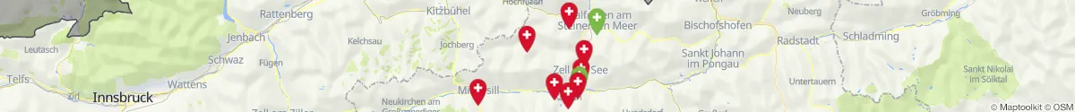 Kartenansicht für Apotheken-Notdienste in der Nähe von Saalbach-Hinterglemm (Zell am See, Salzburg)